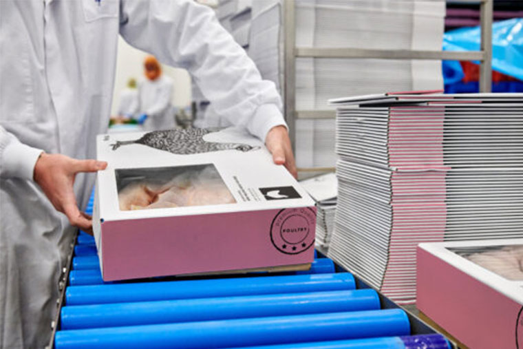 Printed solid board box for sustainable chicken packaging